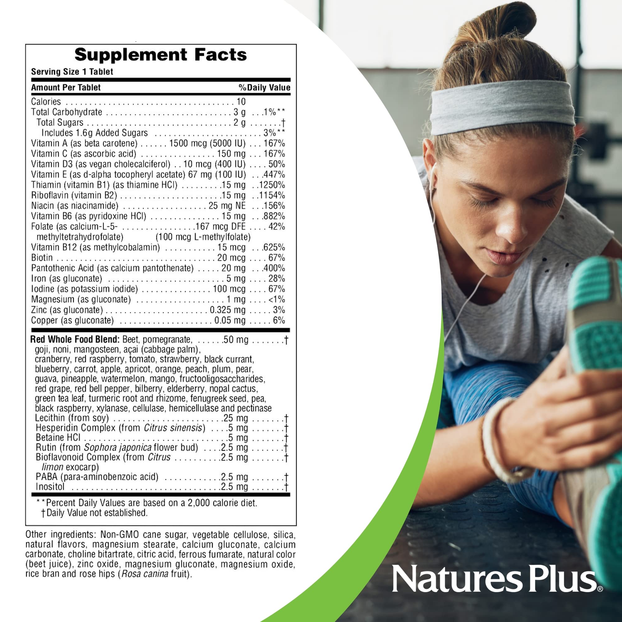 NaturesPlus etiqueta de ingredientes destacando blend de frutos rojos