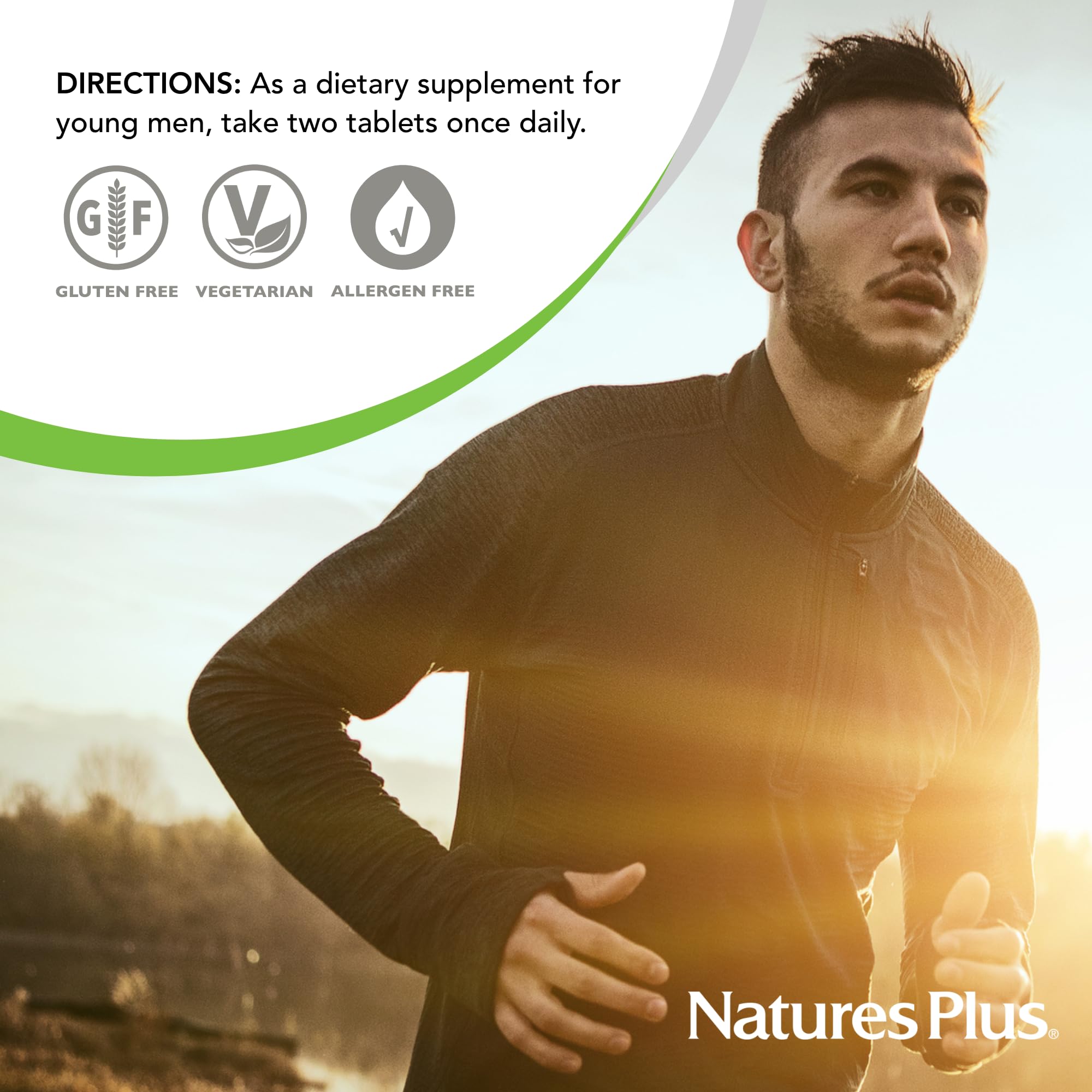 NaturesPlus etiqueta nutricional clara con lista de vitaminas y minerales