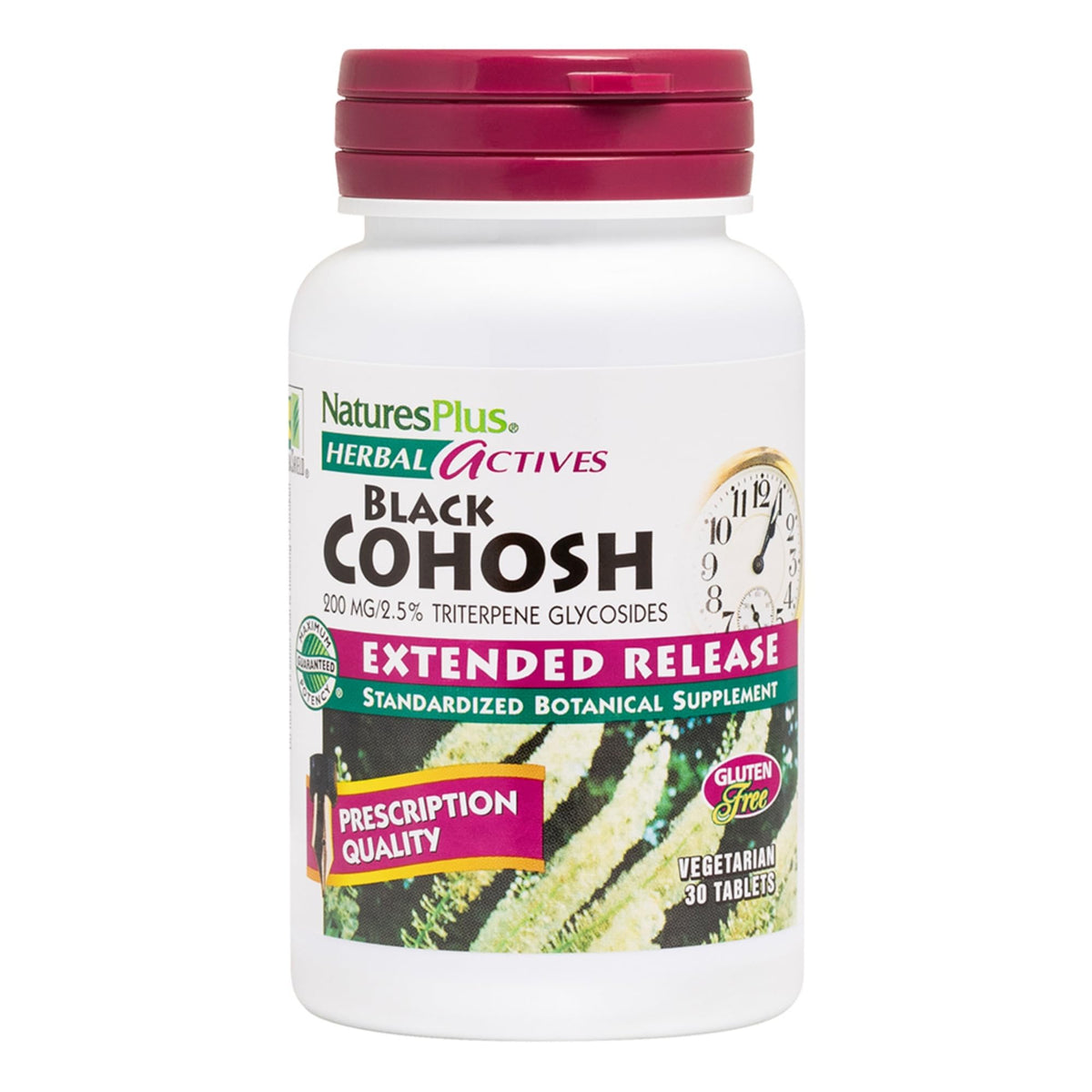 NaturesPlus envase frontal de Black Cohosh mostrando etiqueta y beneficios