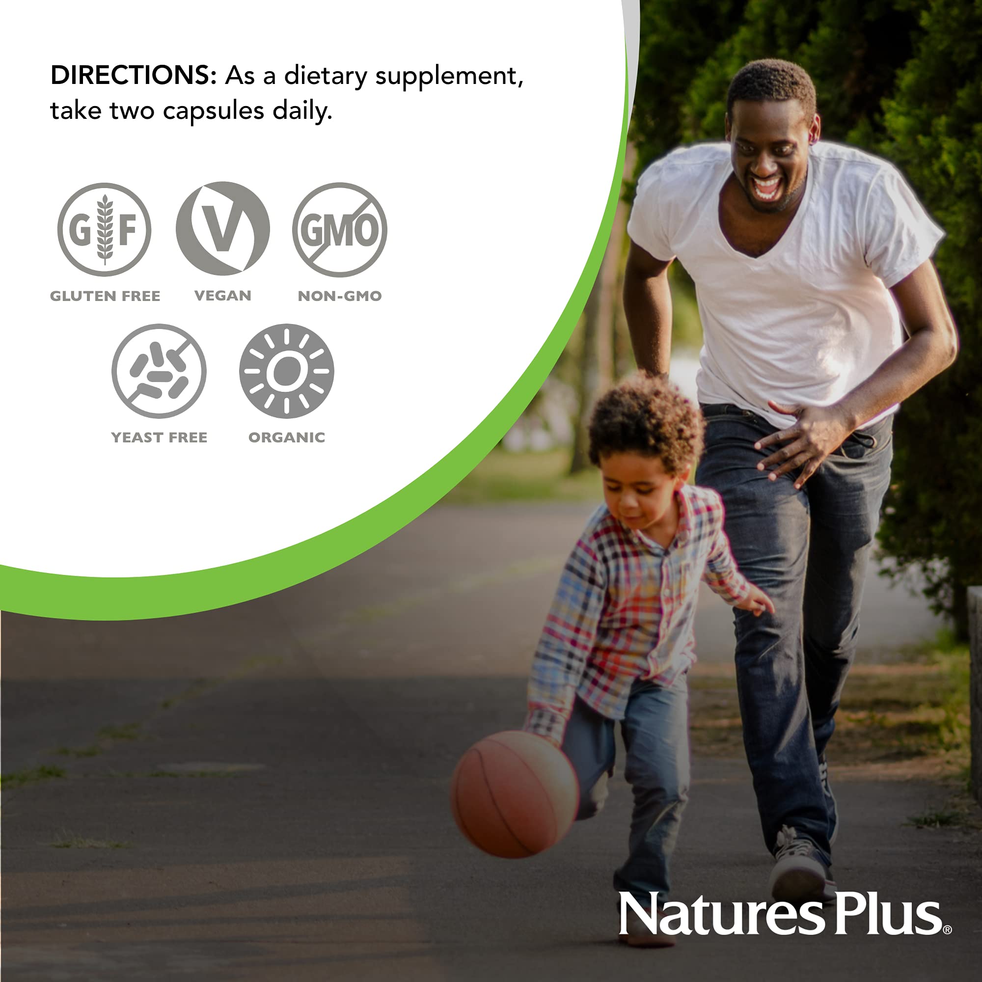 Nature's Plus frasco en encuadre de cocina transmite uso diario seguro