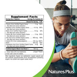 Nature's Plus etiqueta con certificaciones orgánicas y non-GMO claras