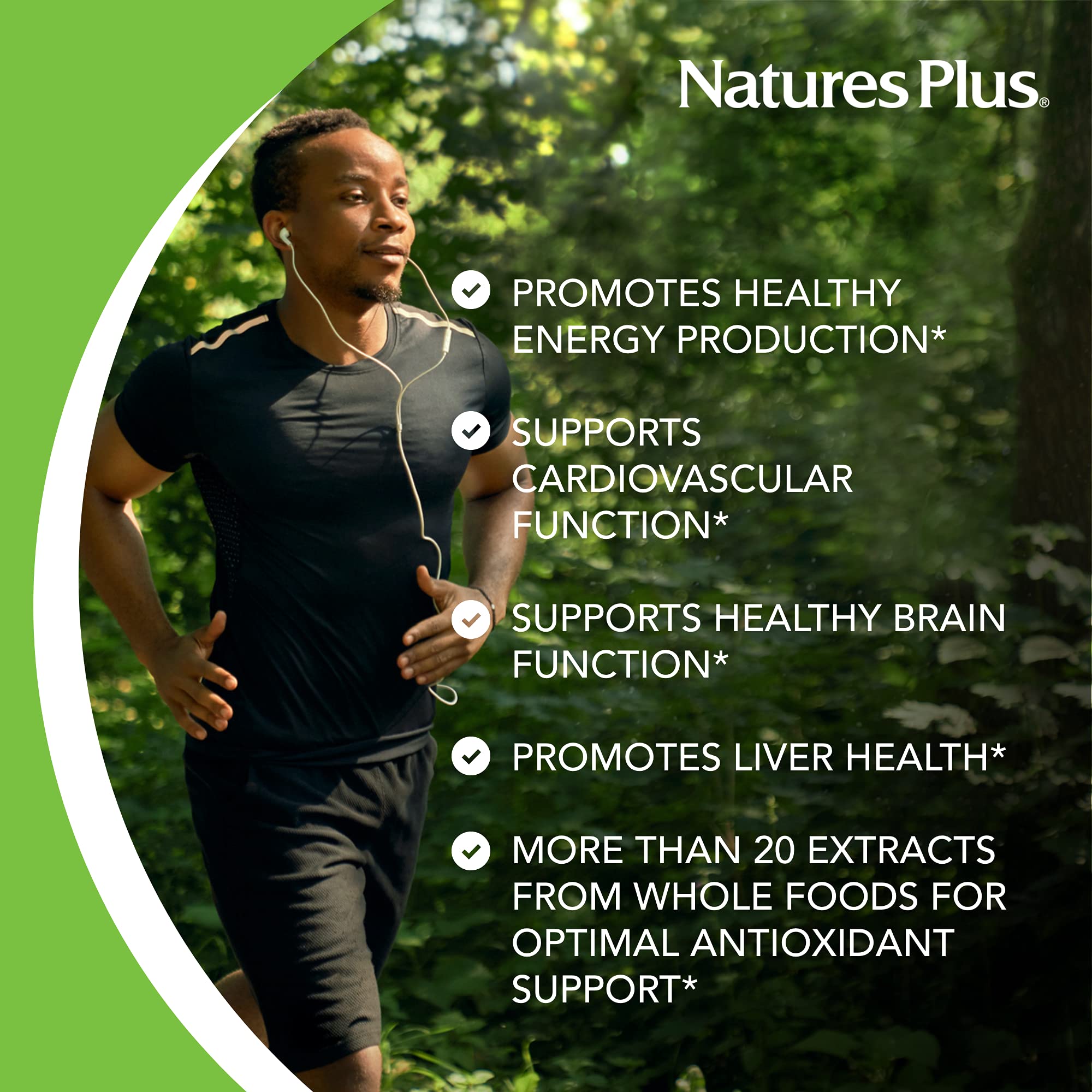 Nature's Plus cápsula en mano ilustra la dosis y facilidad de uso