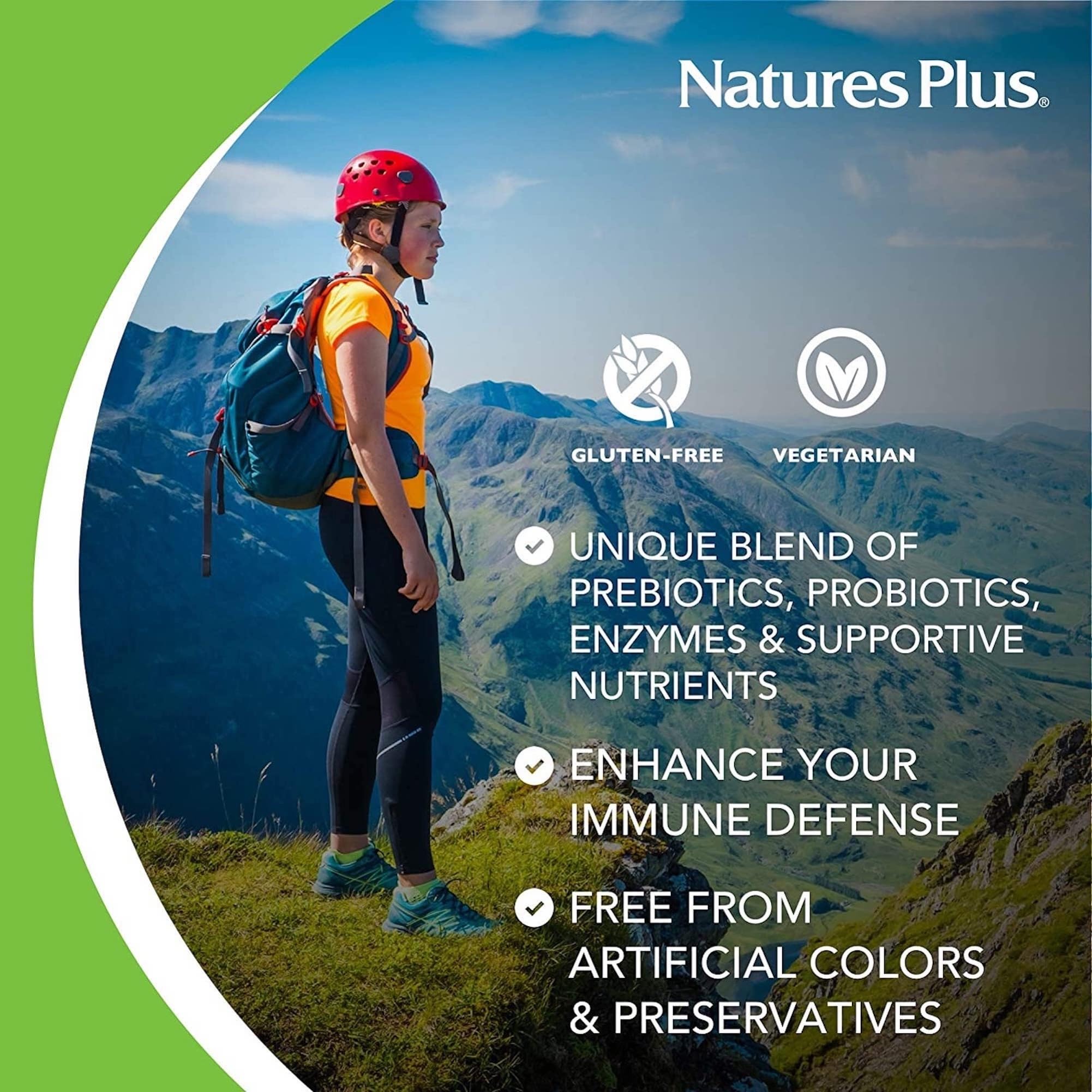 NaturesPlus comprimido bi‑capa mostrando diseño y liberación escalonada