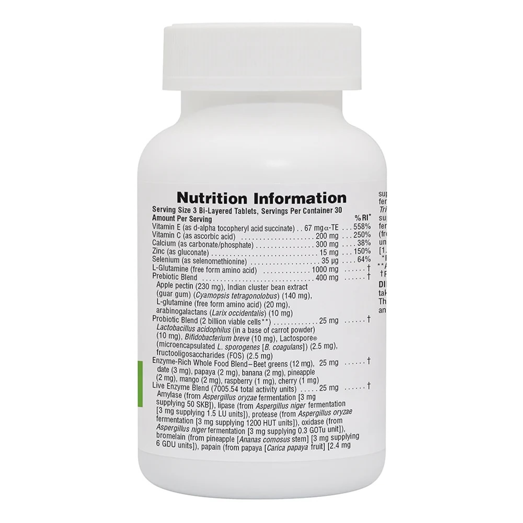 NaturesPlus vista lateral de la etiqueta que resalta ingredientes clave