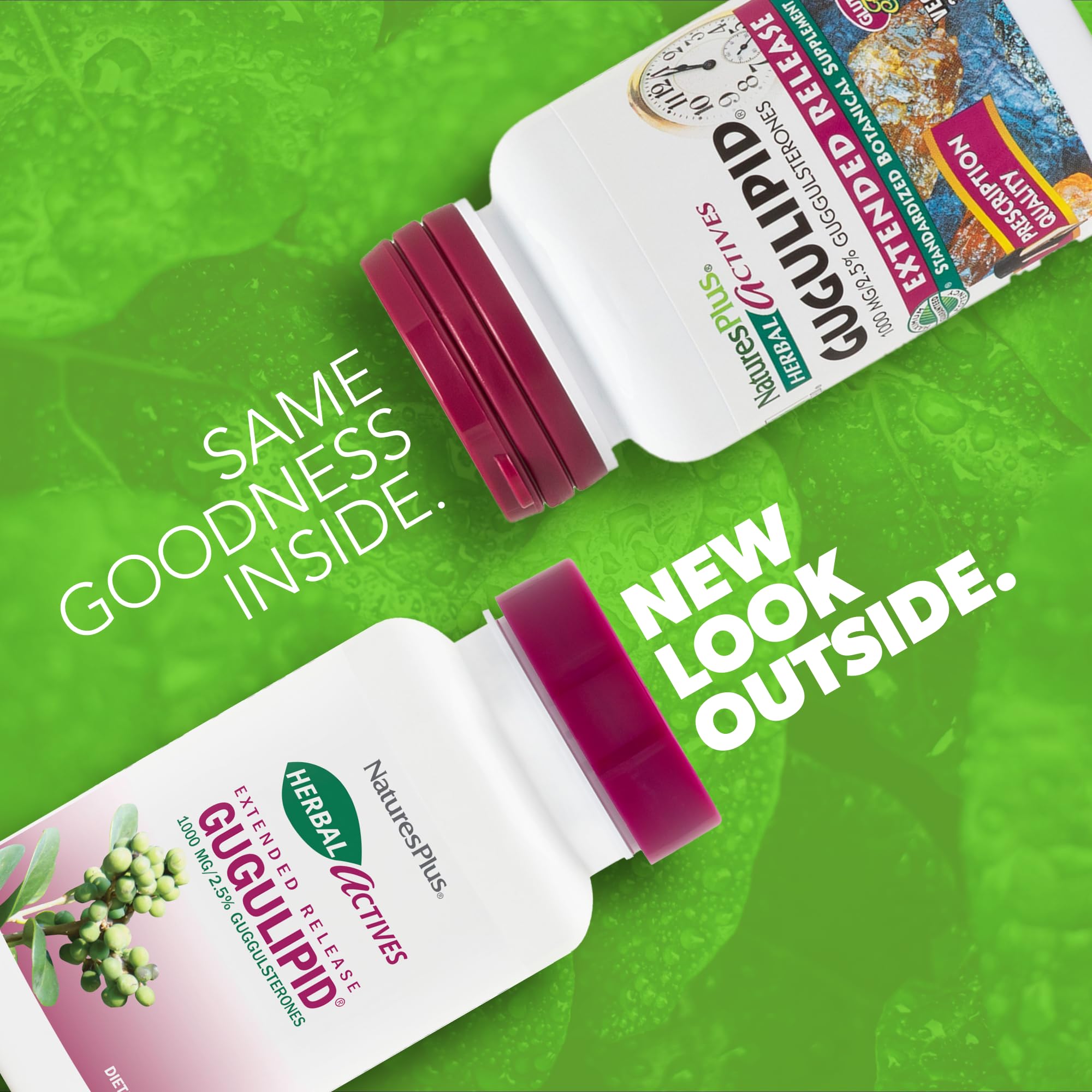NaturesPlus primer plano de tableta vegana y su forma para fácil ingestión