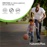 NaturesPlus Hema-Plex comparación de tamaño que muestra 60 tomas totales para conveniencia