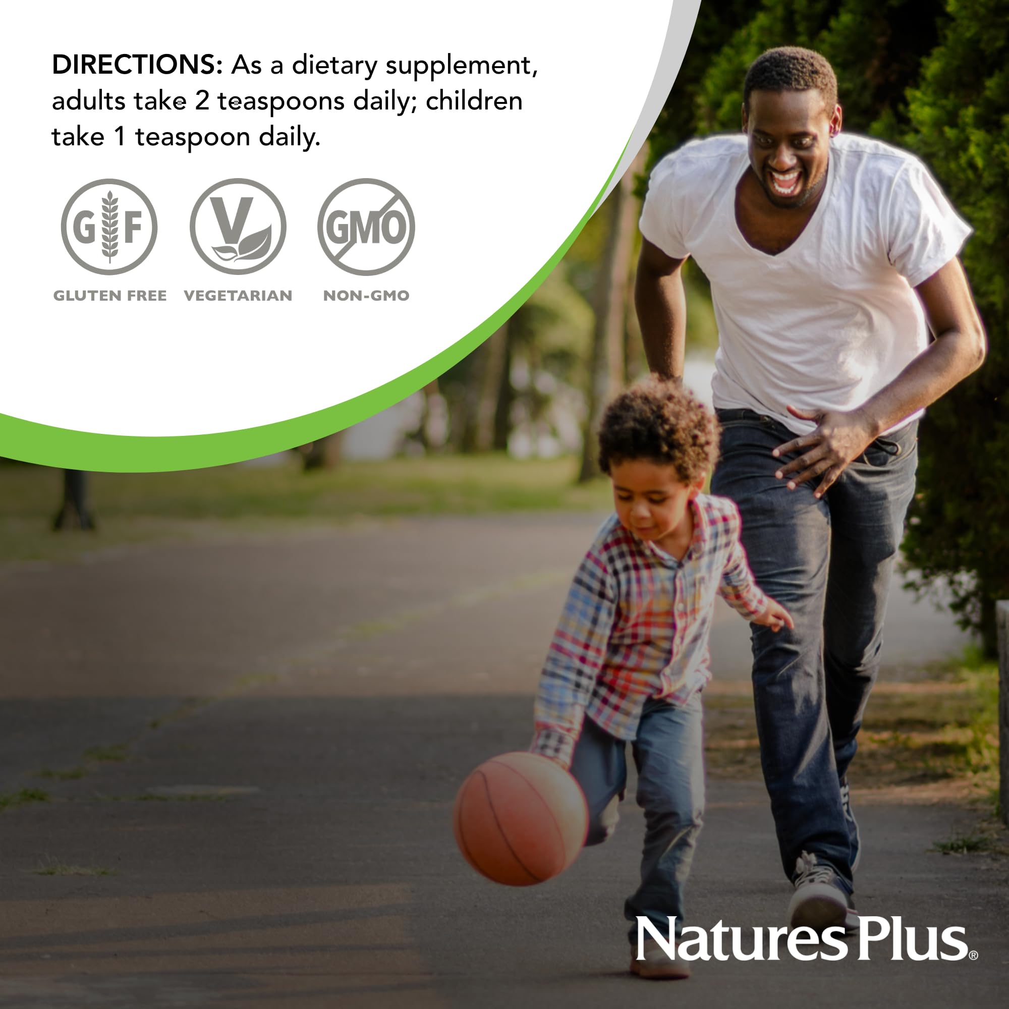 Nature's Plus botella junto a frutos del bosque resaltando sabor natural