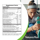 NaturesPlus Hema-Plex cápsula junto a vaso, muestra uso diario práctico y dosificación