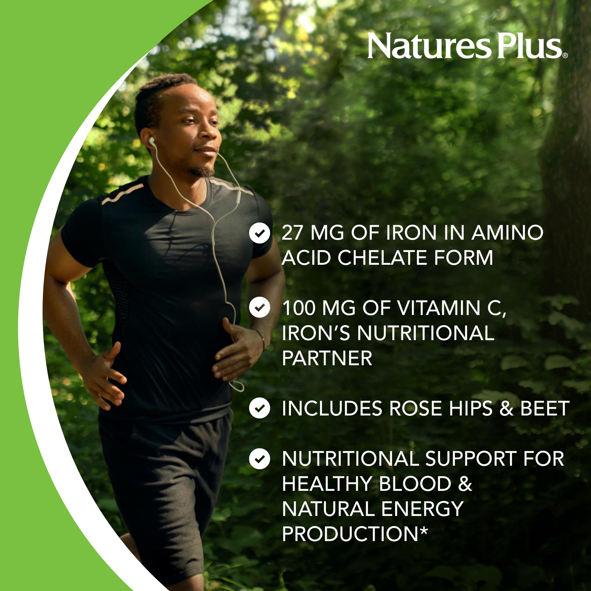 NaturesPlus persona masticando tableta enfatizando sabor cereza y facilidad