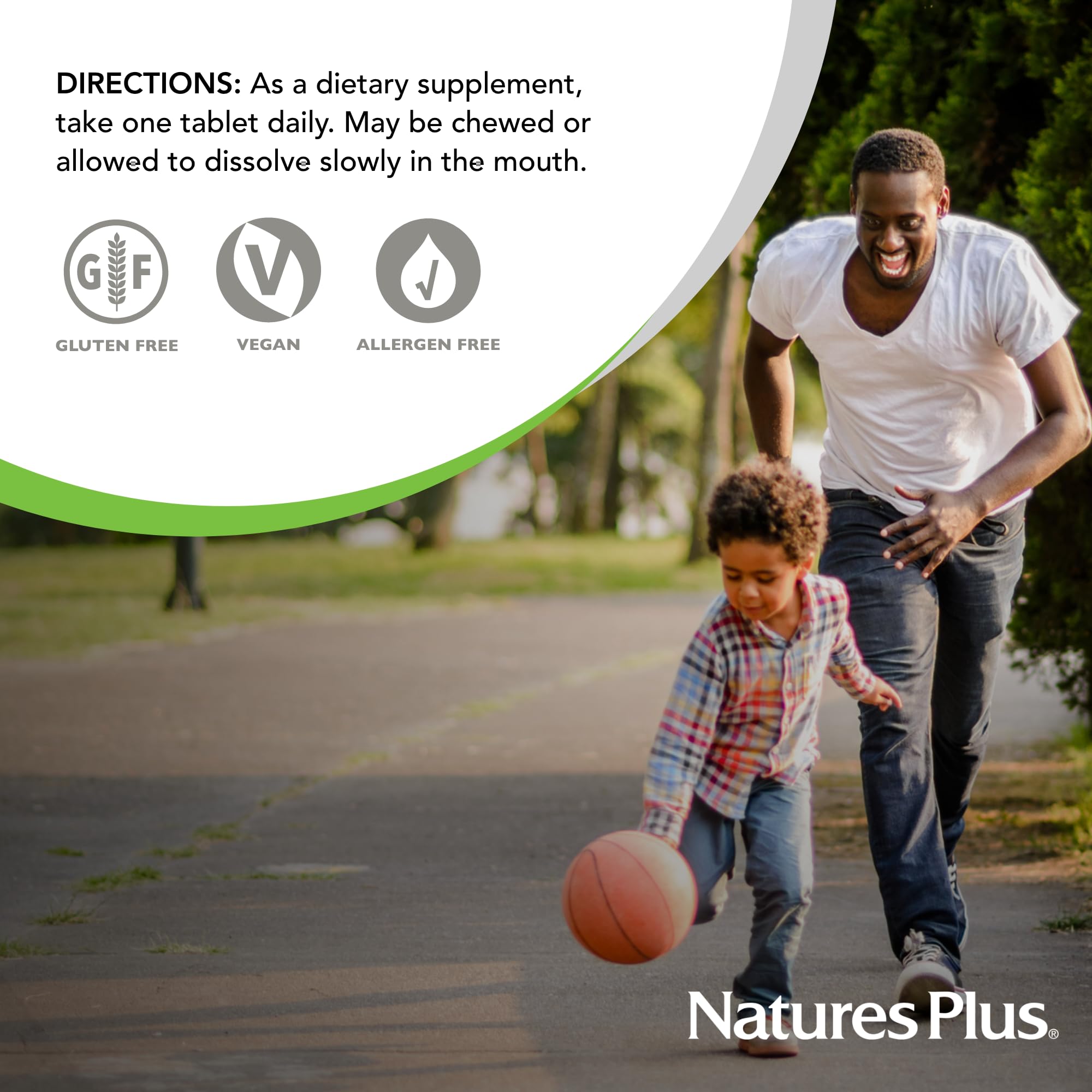 NaturesPlus etiqueta nutricional que destaca hierro quelado y vitamina C