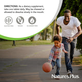 NaturesPlus etiqueta nutricional que destaca hierro quelado y vitamina C