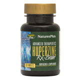 Nature's Plus envase frontal mostrando Huperzine Rx-Brain y beneficios claros