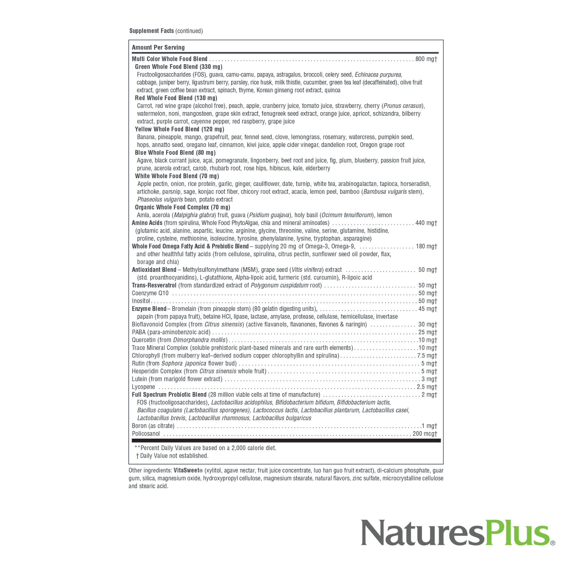 NaturesPlus ingredientes como açaí y coQ10 destacando antioxidantes