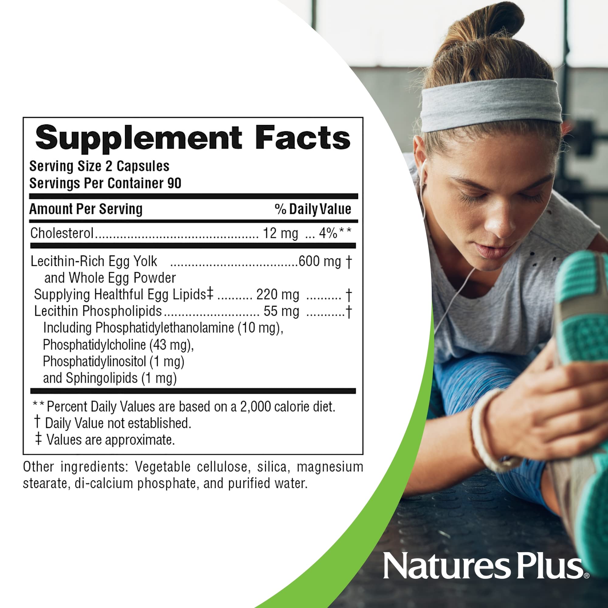 NaturesPlus etiqueta de ingredientes con composición clara y beneficios visibles