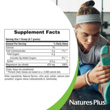 NaturesPlus envase junto a regla para comparar tamaño y porciones