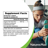 Nature's Plus etiqueta con certificaciones USDA Organic y Non-GMO claras