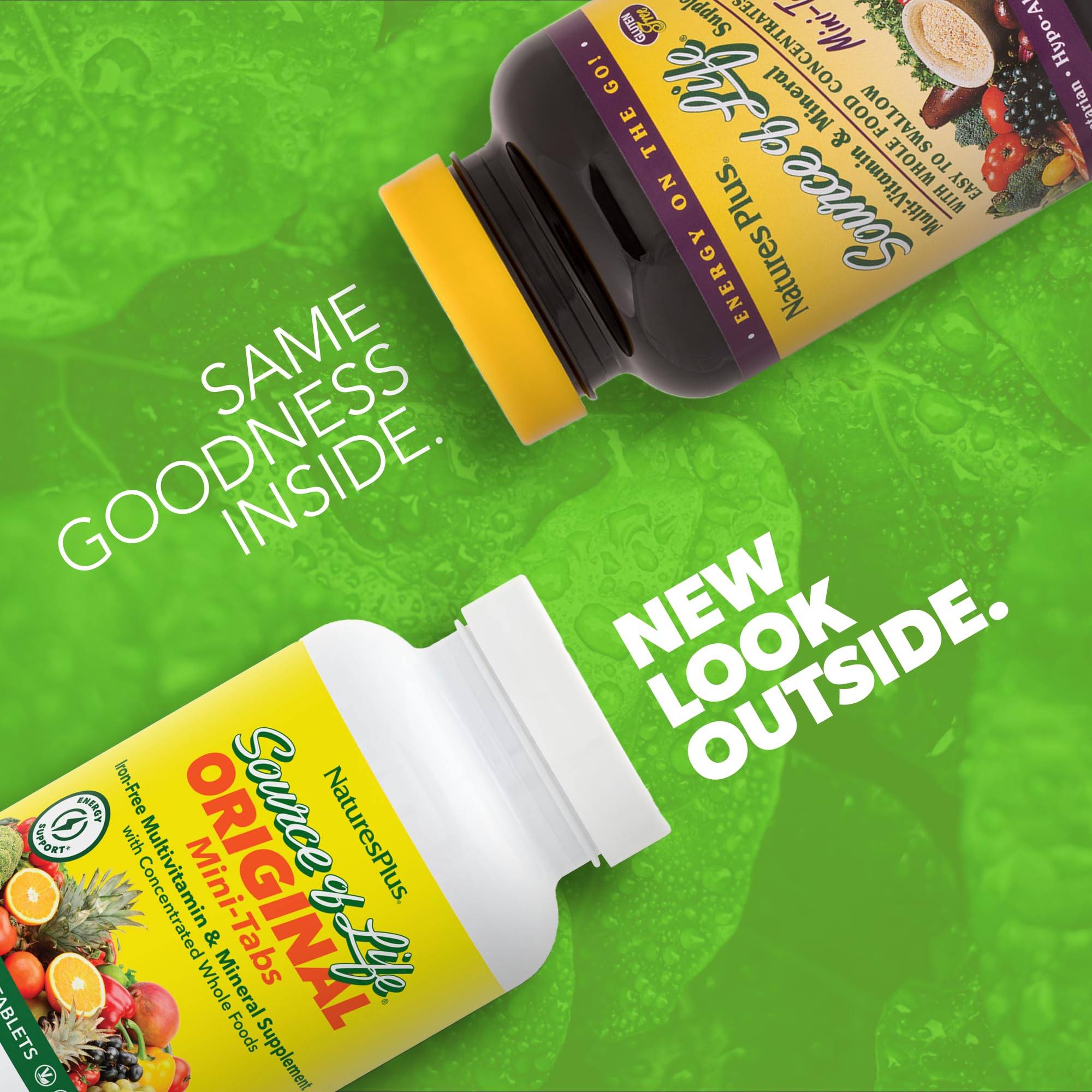 NaturesPlus primer plano de mini-tabs destacando textura y facilidad de deglución