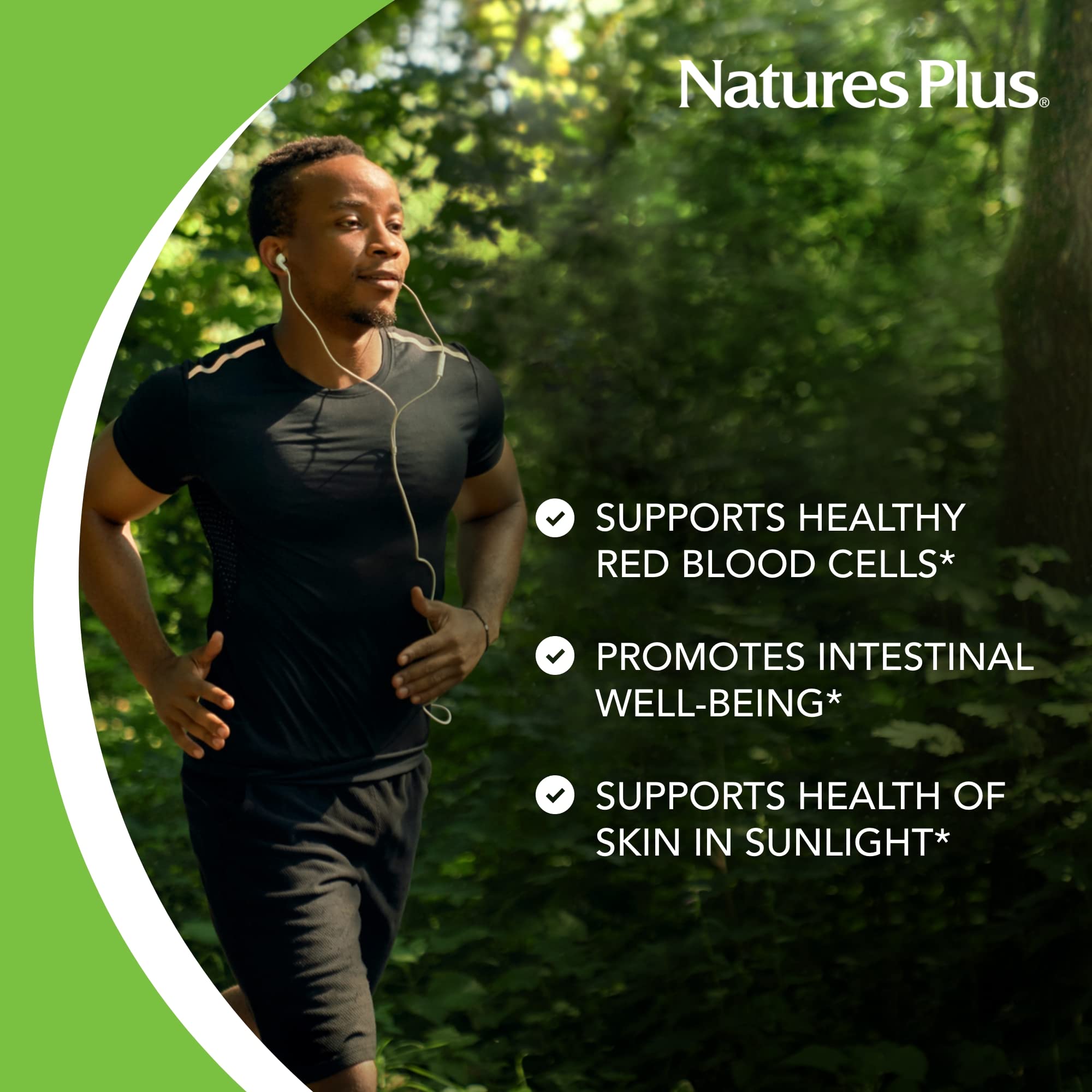 Etiqueta nutricional NaturesPlus PABA con información de dosis y transparencia de ingredientes