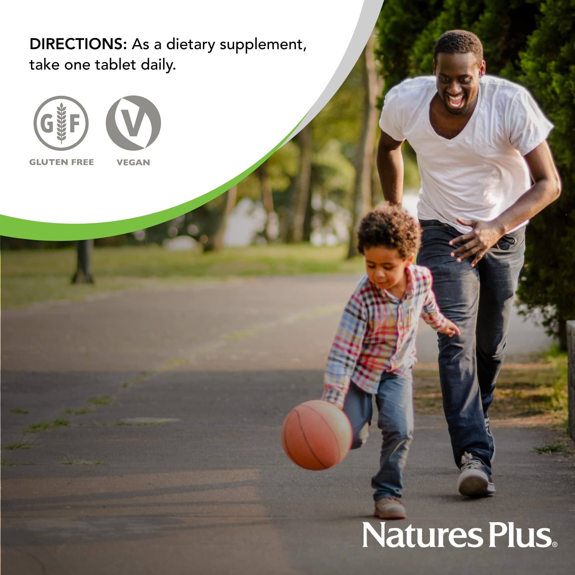 NaturesPlus comparación de porción que muestra 180 servicios por envase