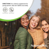 NaturesPlus tabletas junto a mochila escolar indicando uso práctico diario