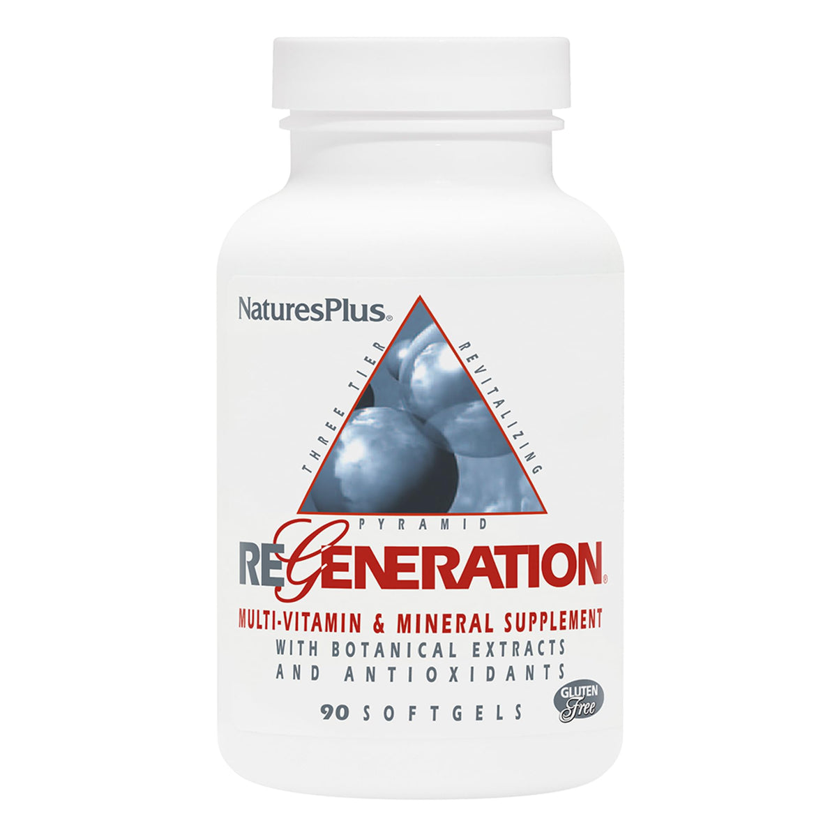 NaturesPlus frasco frontal que muestra 90 softgels y conveniencia diaria