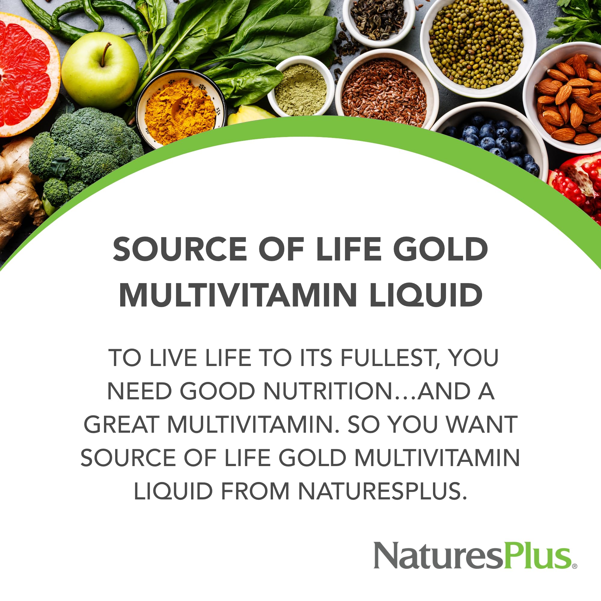 NaturesPlus multivitamínico vertido en un vaso, fácil mezcla y consumo