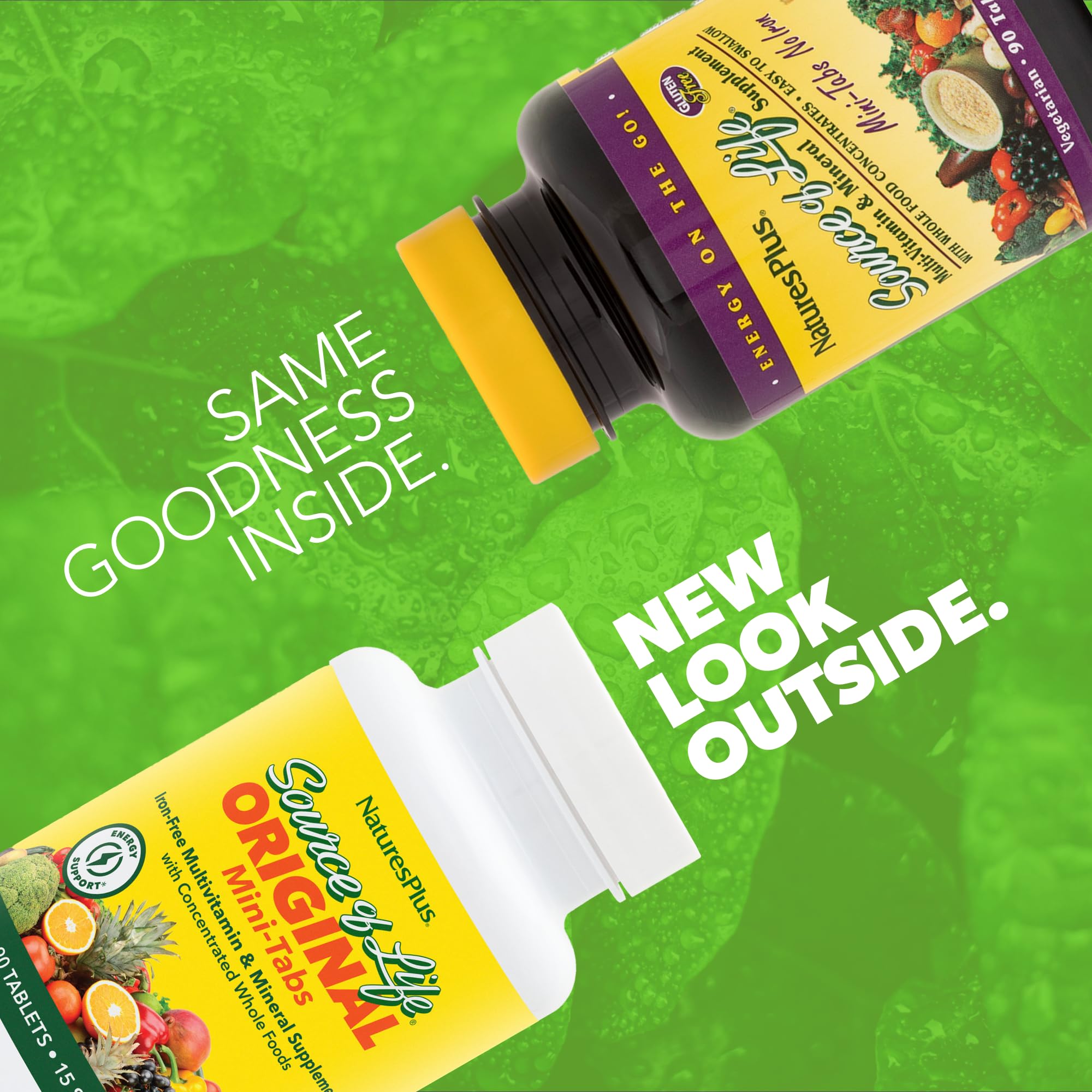 NaturesPlus primer plano de mini-tabs destacando textura y fácil disolución