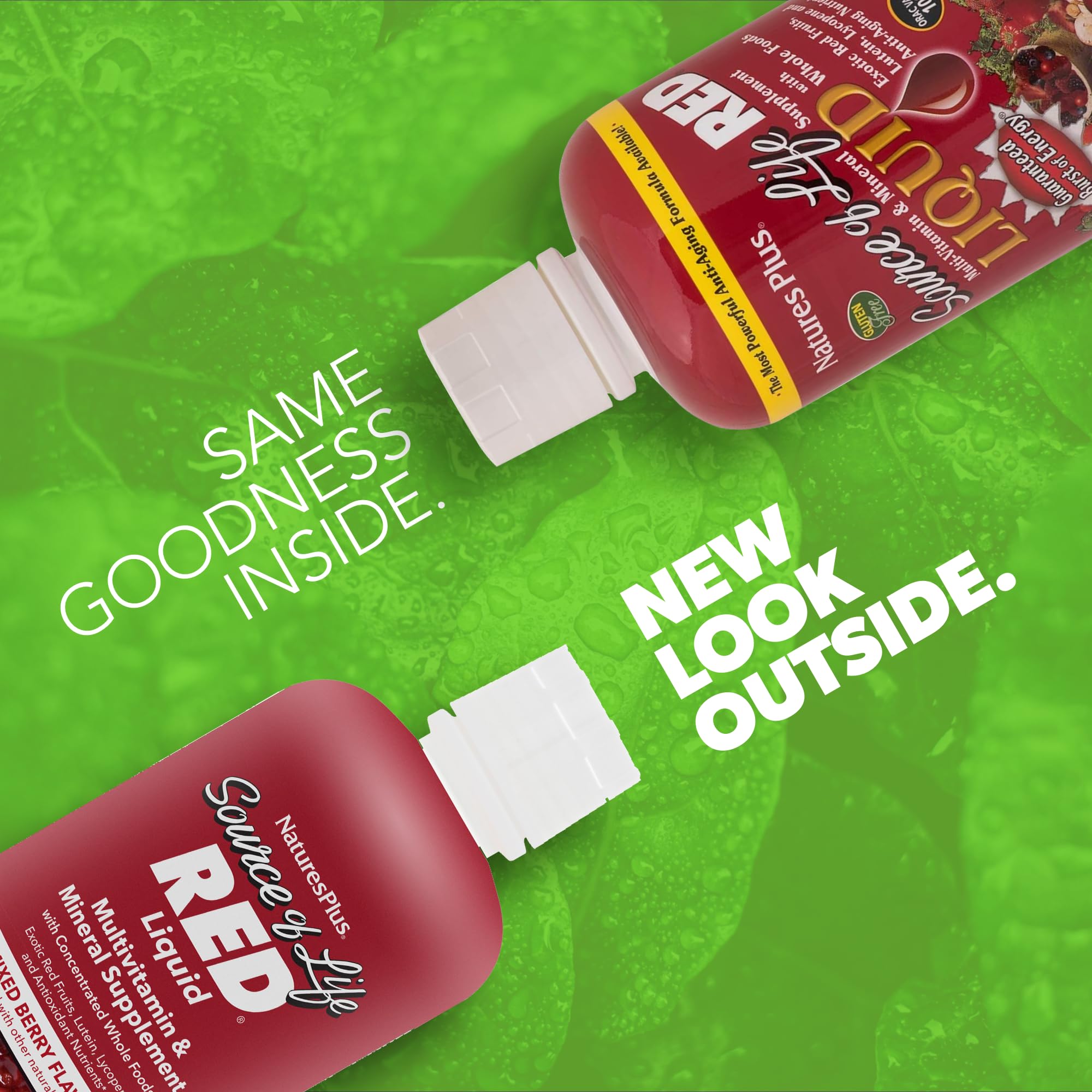 NaturesPlus detalle de textura del líquido rojo, fácil de mezclar