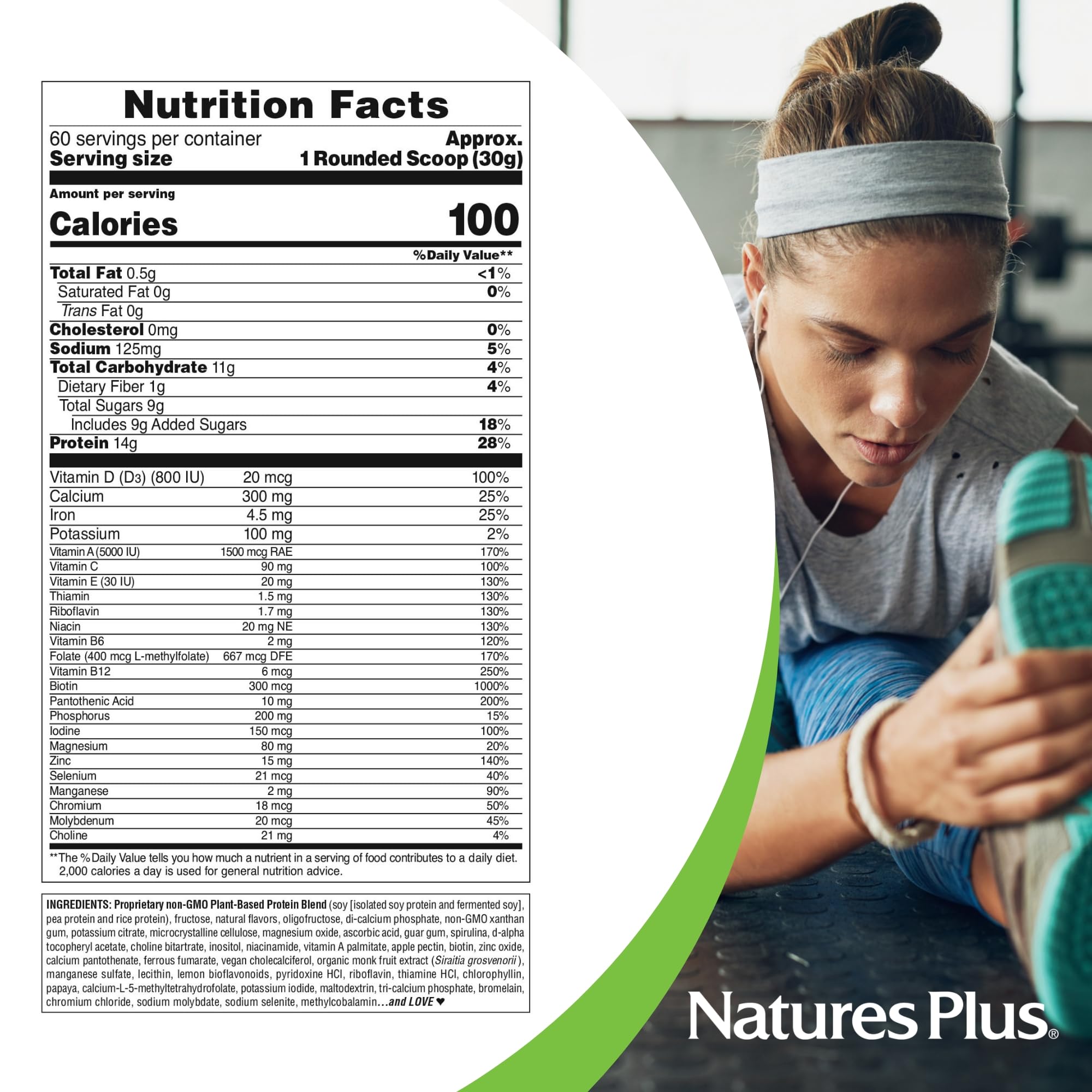 NaturesPlus SPIRU-TEIN cucharada con porción, control de tamaño y ahorro