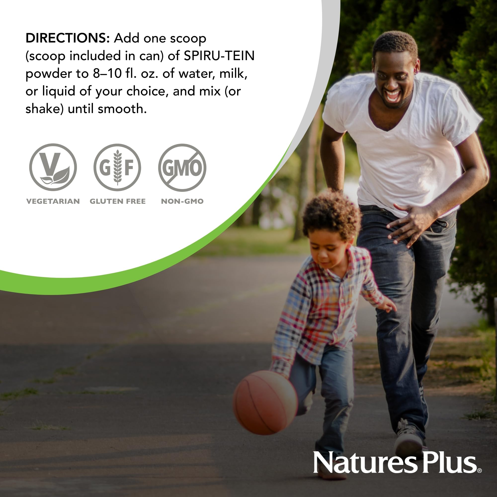 NaturesPlus etiqueta de ingredientes, lista de proteínas vegetales y vitaminas