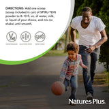 NaturesPlus etiqueta de ingredientes, lista de proteínas vegetales y vitaminas