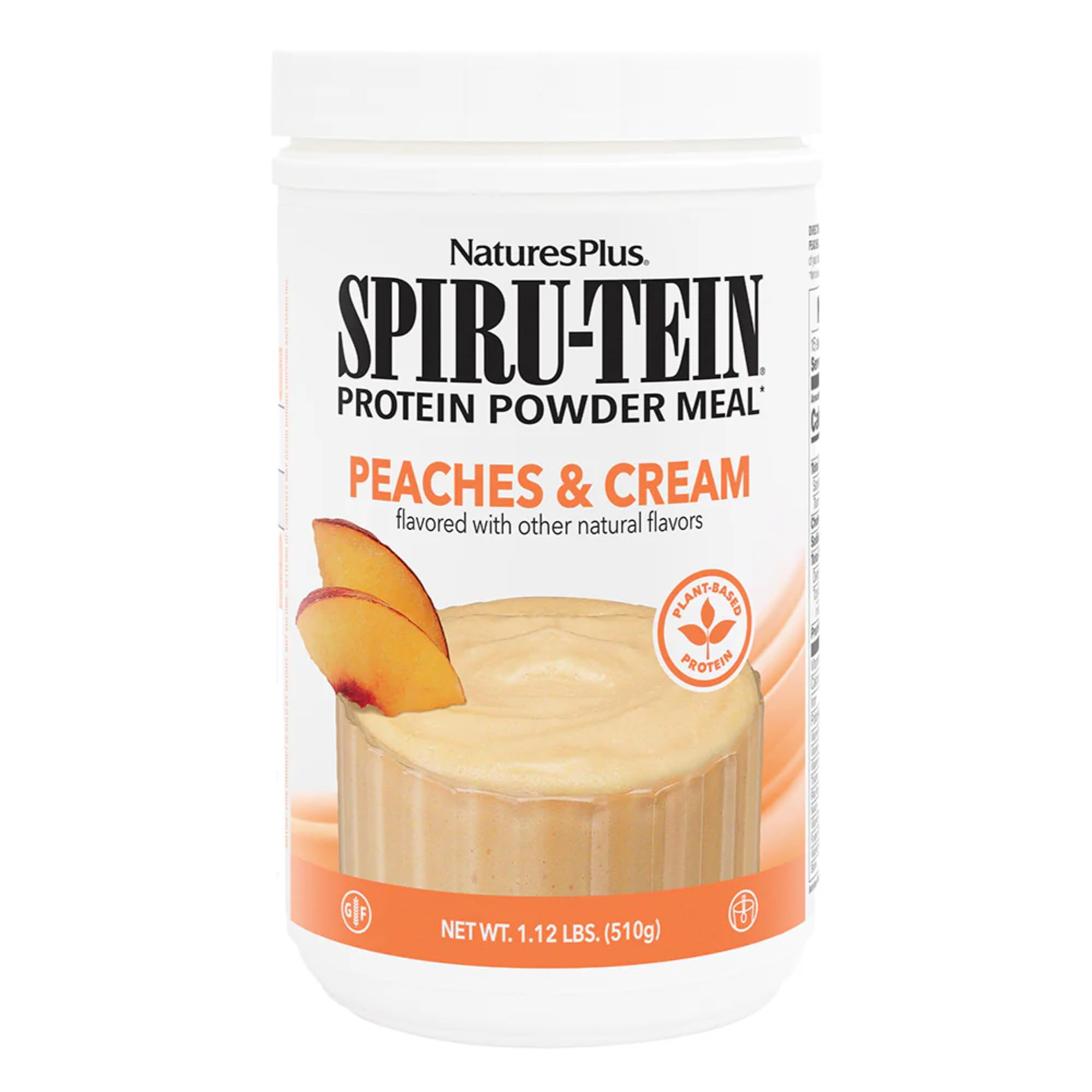 NaturesPlus SPIRU-TEIN frente del envase mostrando diseño y beneficios