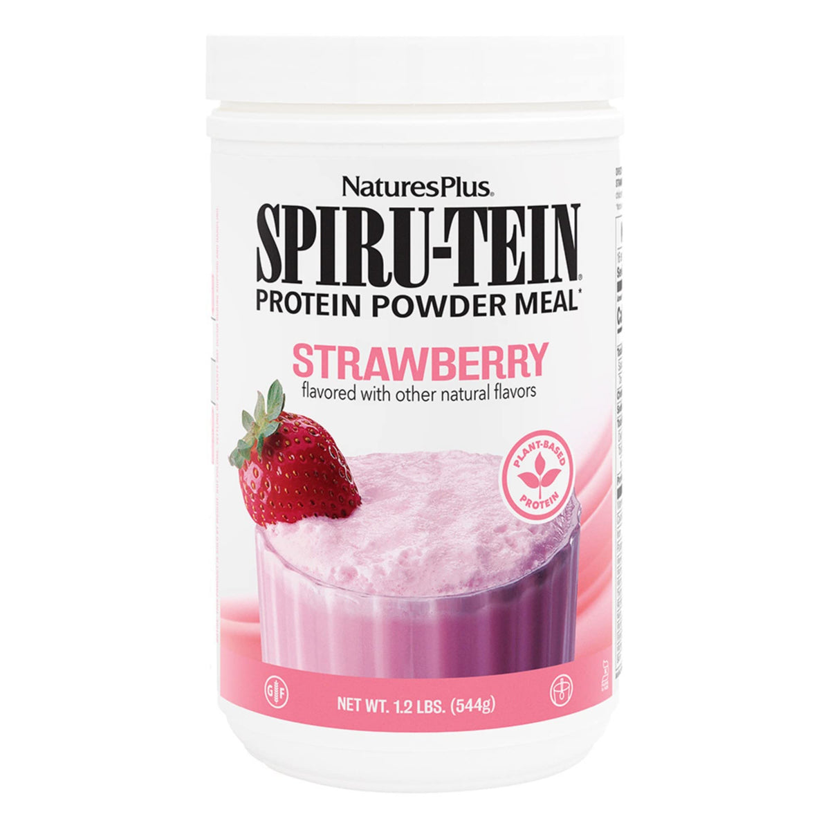 NaturesPlus SPIRU-TEIN frente del envase mostrando la marca y beneficio práctico