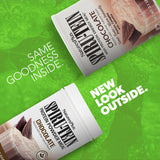 NaturesPlus Spiru-Tein primer plano del polvo resaltando textura fina y fácil mezcla