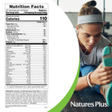 Comparación de tamaño del envase 2.4 lb NaturesPlus para planificar 32 porciones