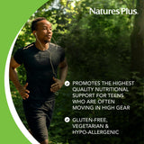Nature's Plus tabletas abiertas mostrando contenido fácil de masticar y absorción