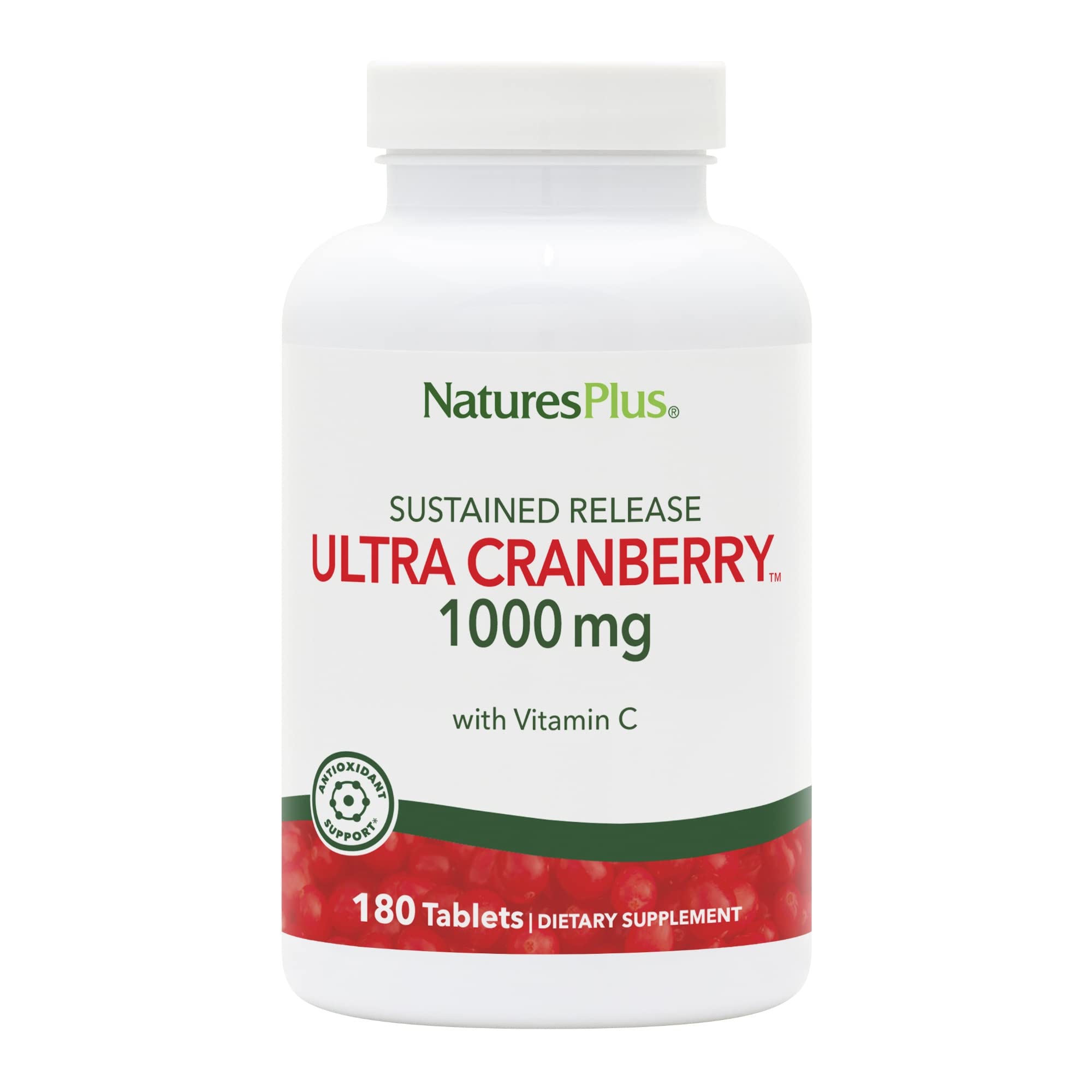 NaturesPlus frente del envase mostrando 180 tabletas y dosis clara