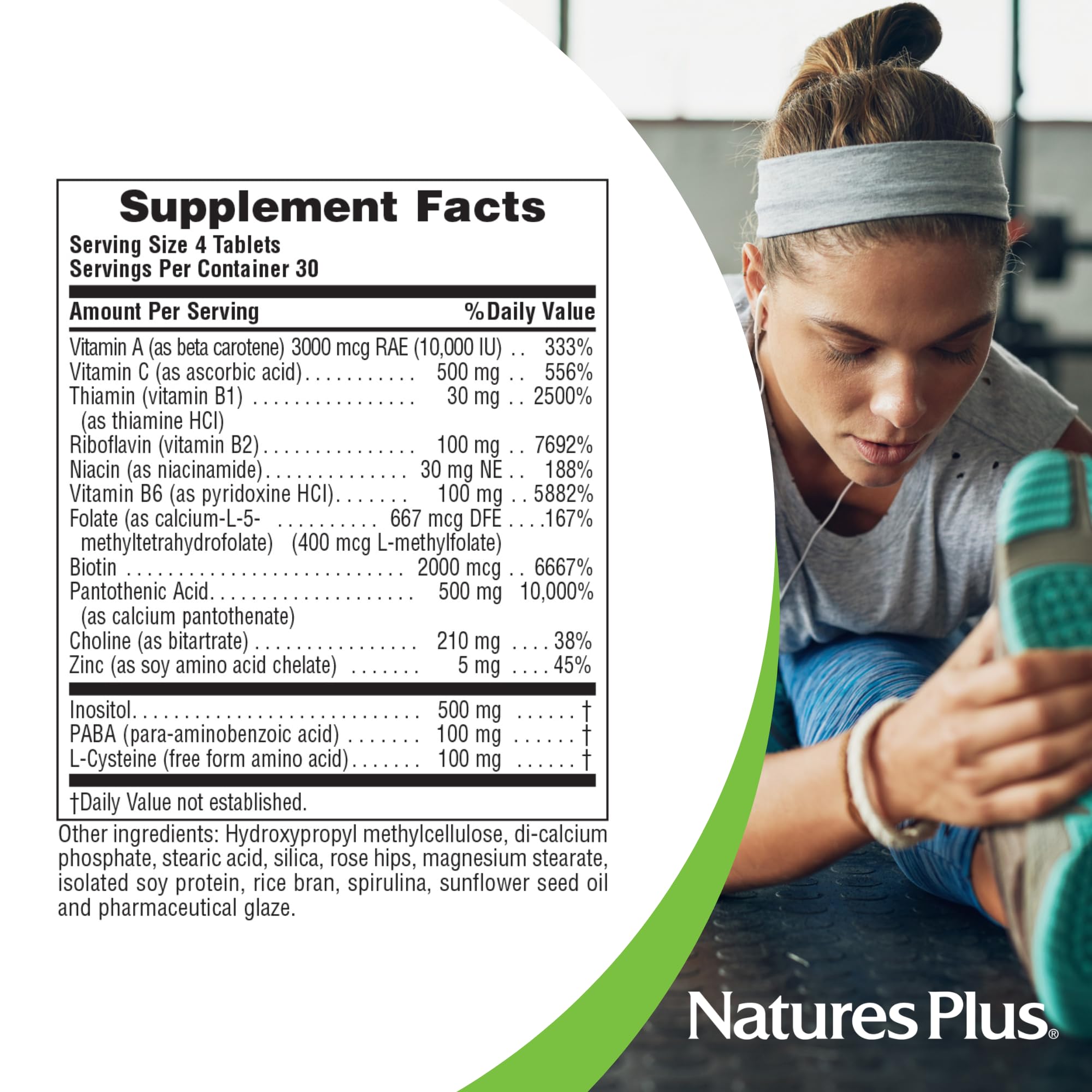 NaturesPlus ingredientes clave spirulina y aceite de semilla de girasol para nutrición