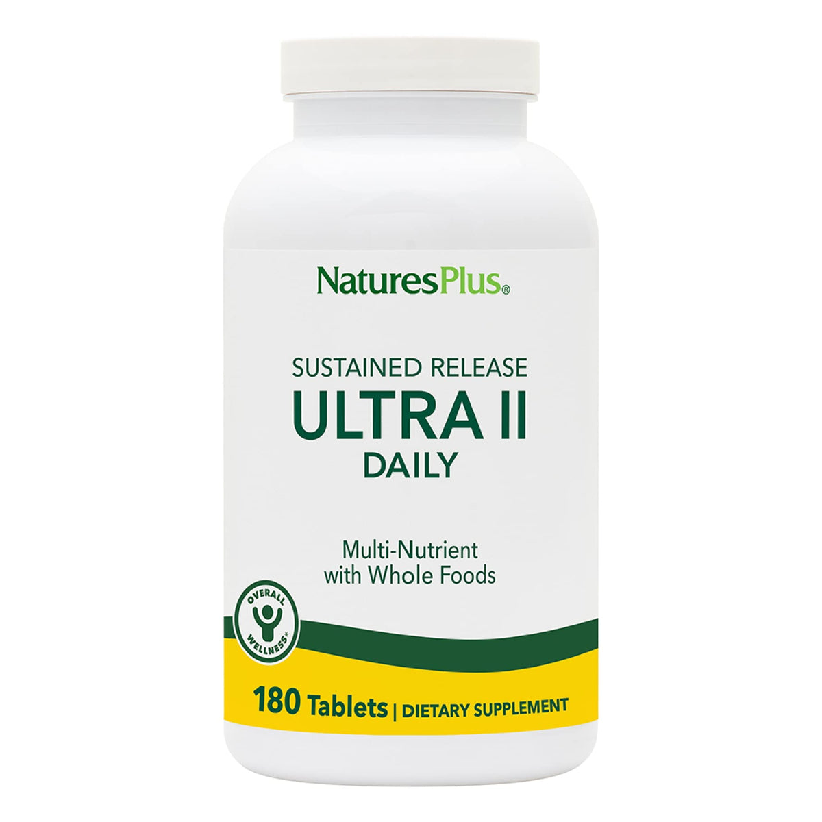 NaturesPlus botella frontal mostrando 180 tabletas y marca confiable