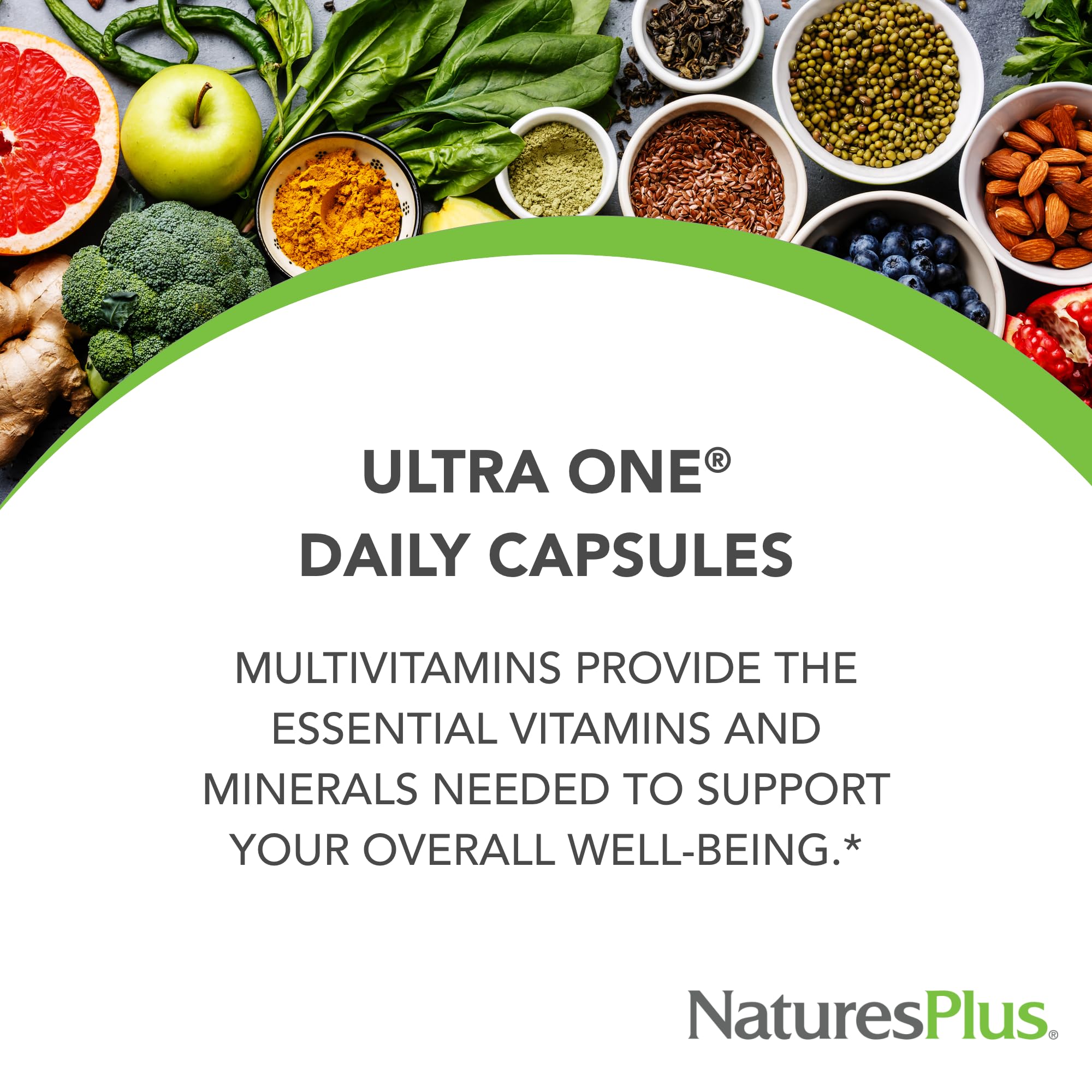 NaturesPlus cápsula en mano enfatizando conveniencia diaria