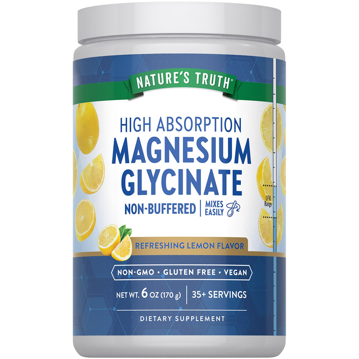 Nature's Truth frente del envase magnesio glicinato con claridad de etiqueta