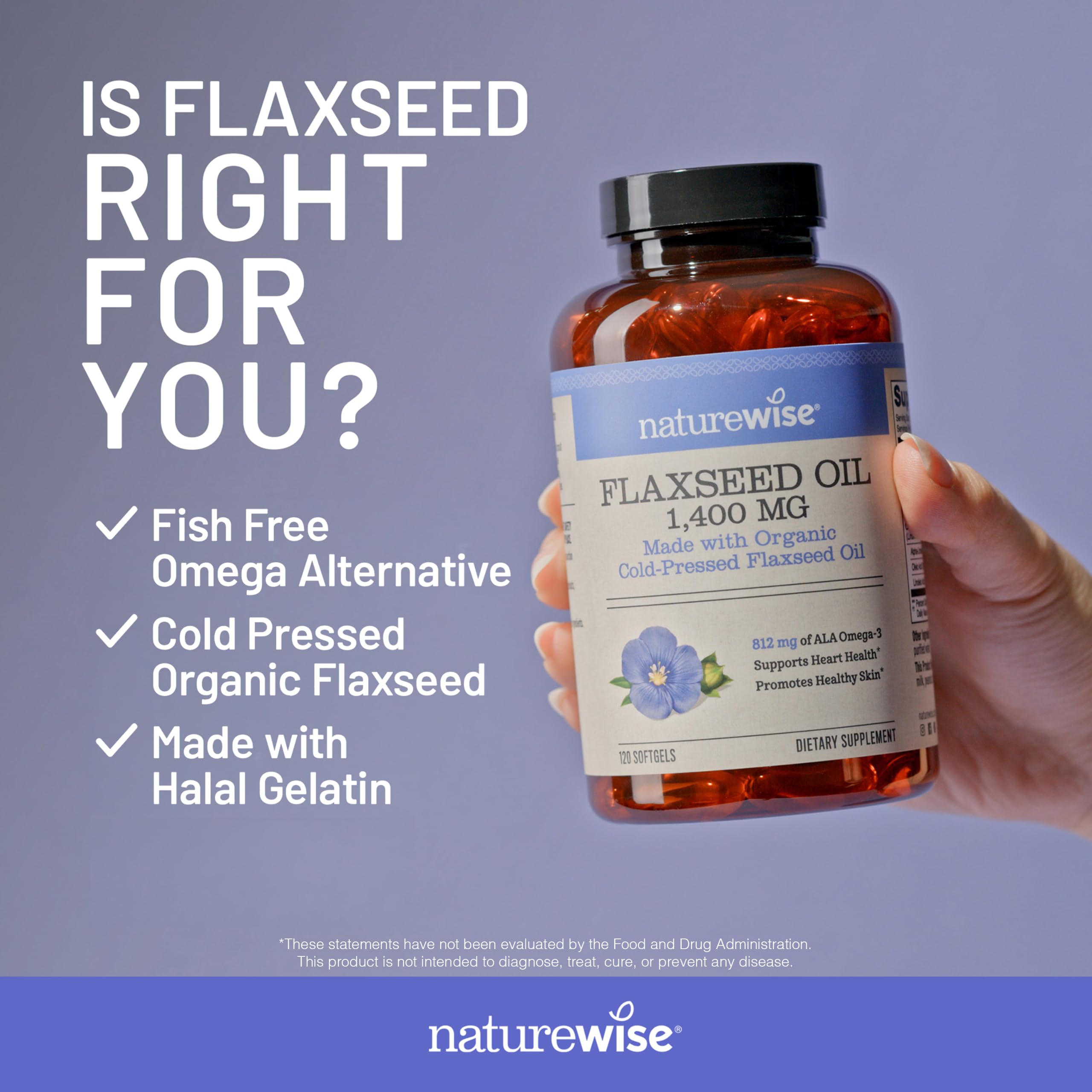 NatureWise bote abierto con 120 softgels indicando suministro prolongado
