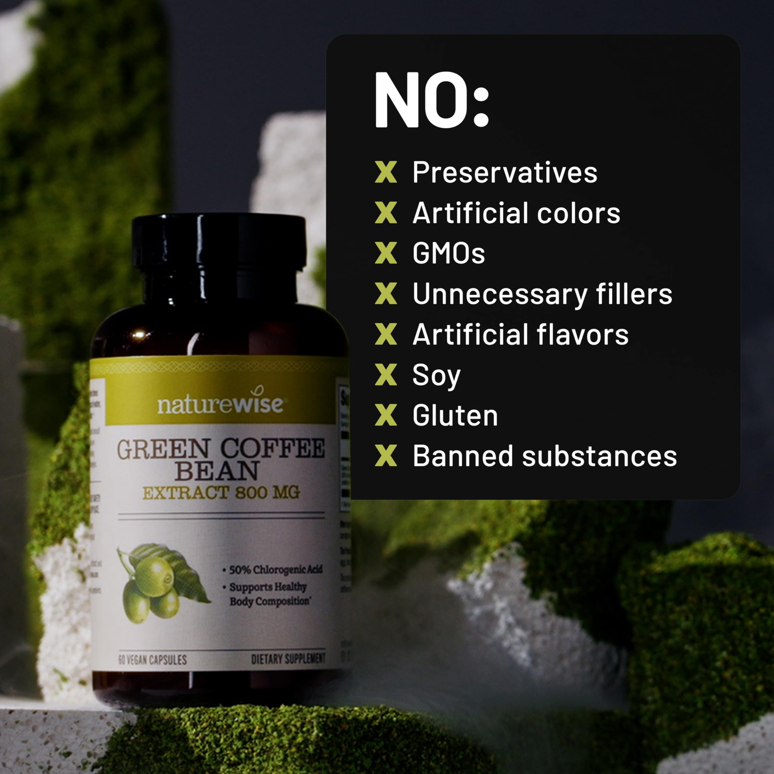 NatureWise sellos y certificados que indican fabricación cGMP y control externo