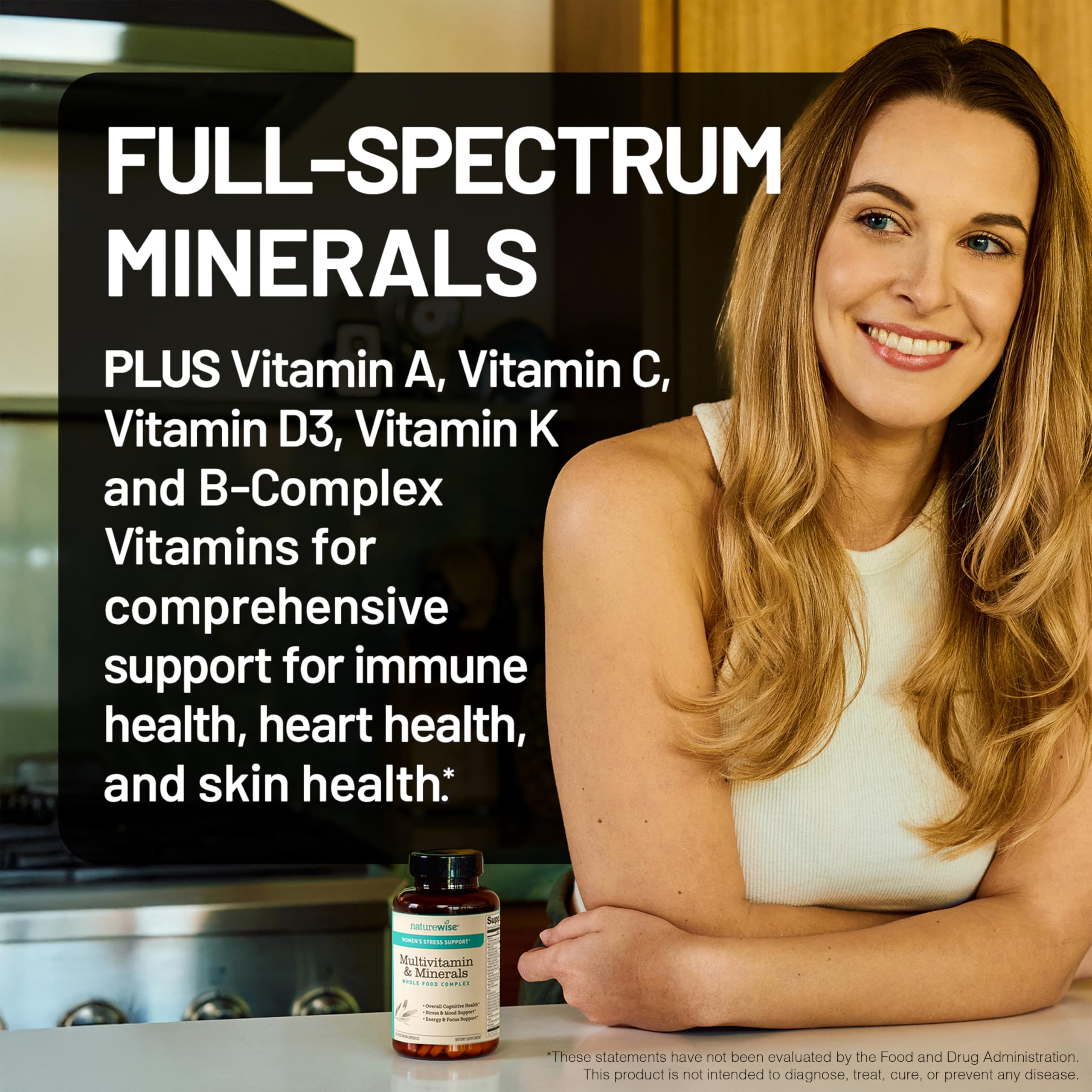 NatureWise detalle de etiqueta con lista de vitaminas claras