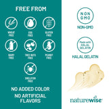 Primer plano de la etiqueta NatureWise destacando 600 mg EPA y 400 mg DHA