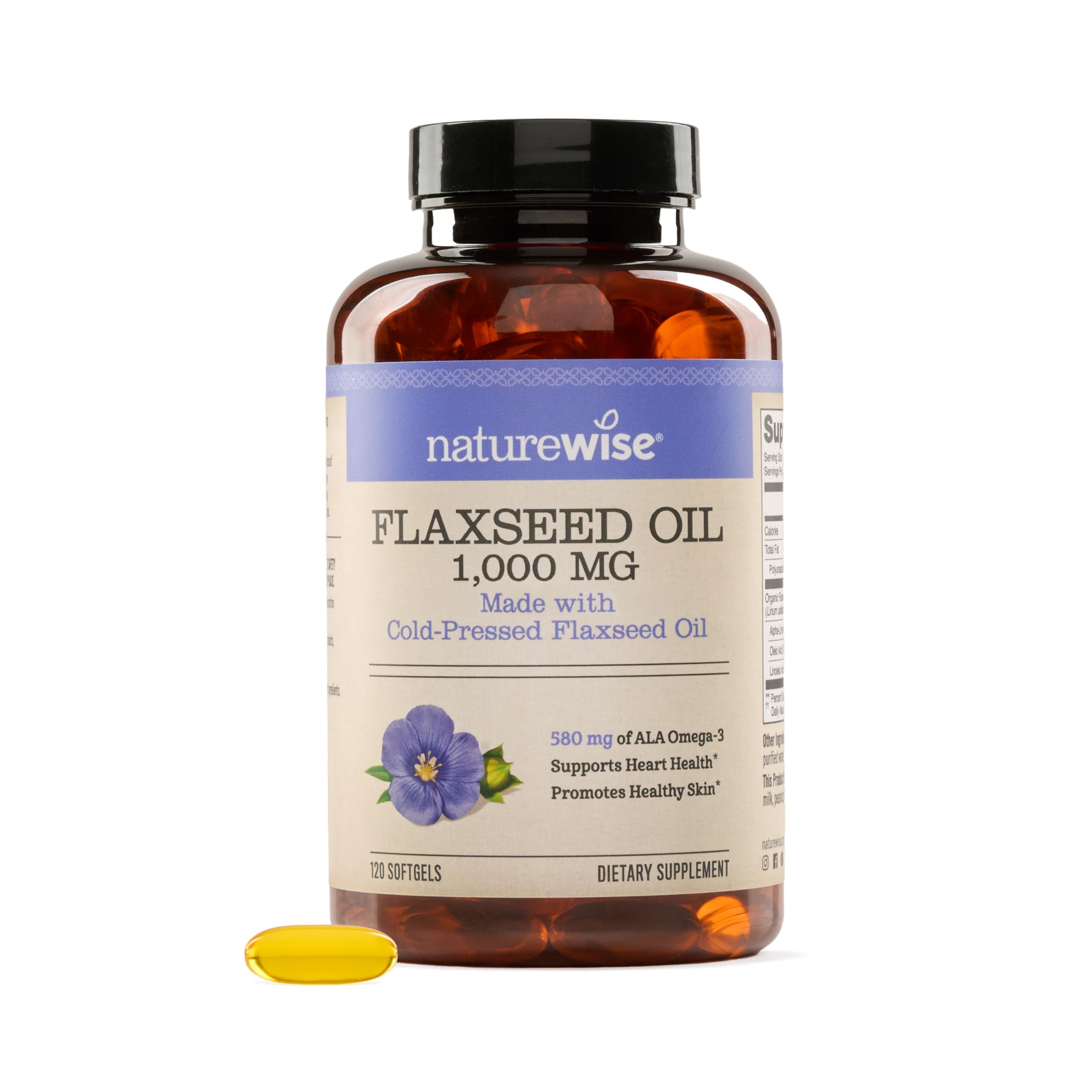 NatureWise frasco delantero mostrando 120 cápsulas y etiquetado claro