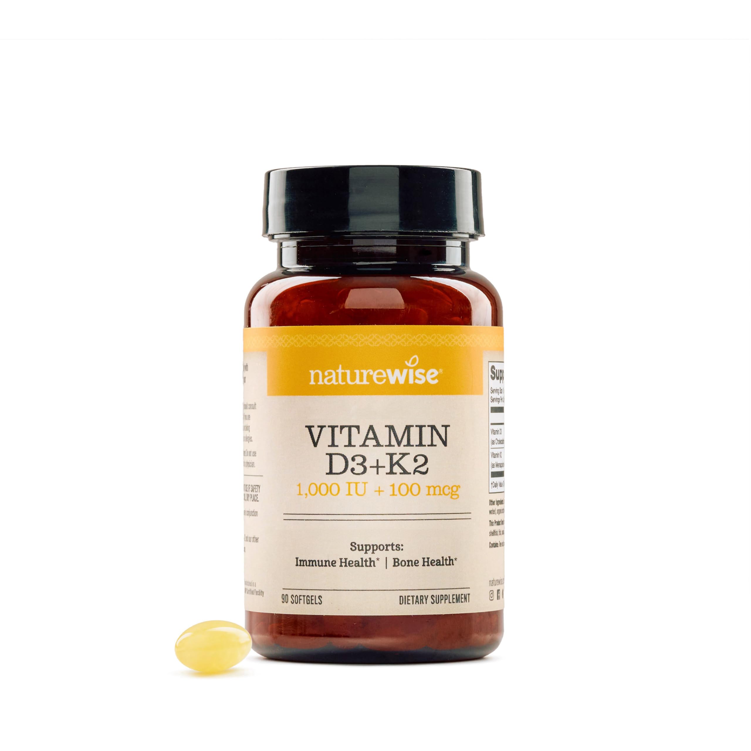 NatureWise frasco frontal mostrando 90 softgels y etiqueta clara