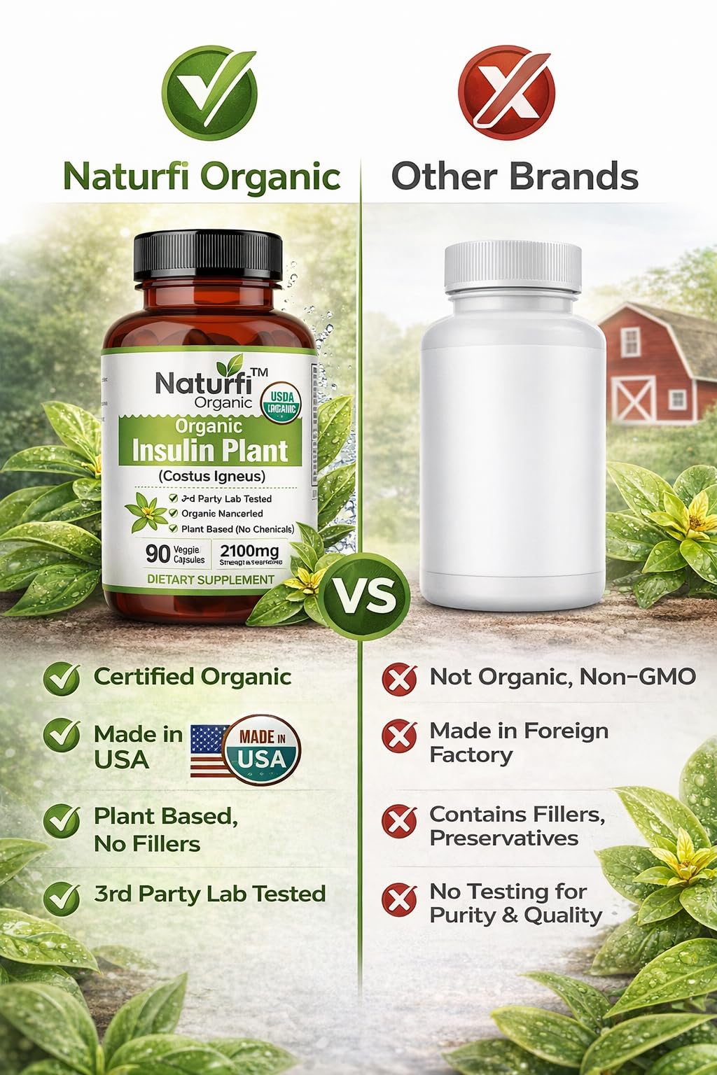 Naturfi Organic cápsula en mano para comparar tamaño y dosificación