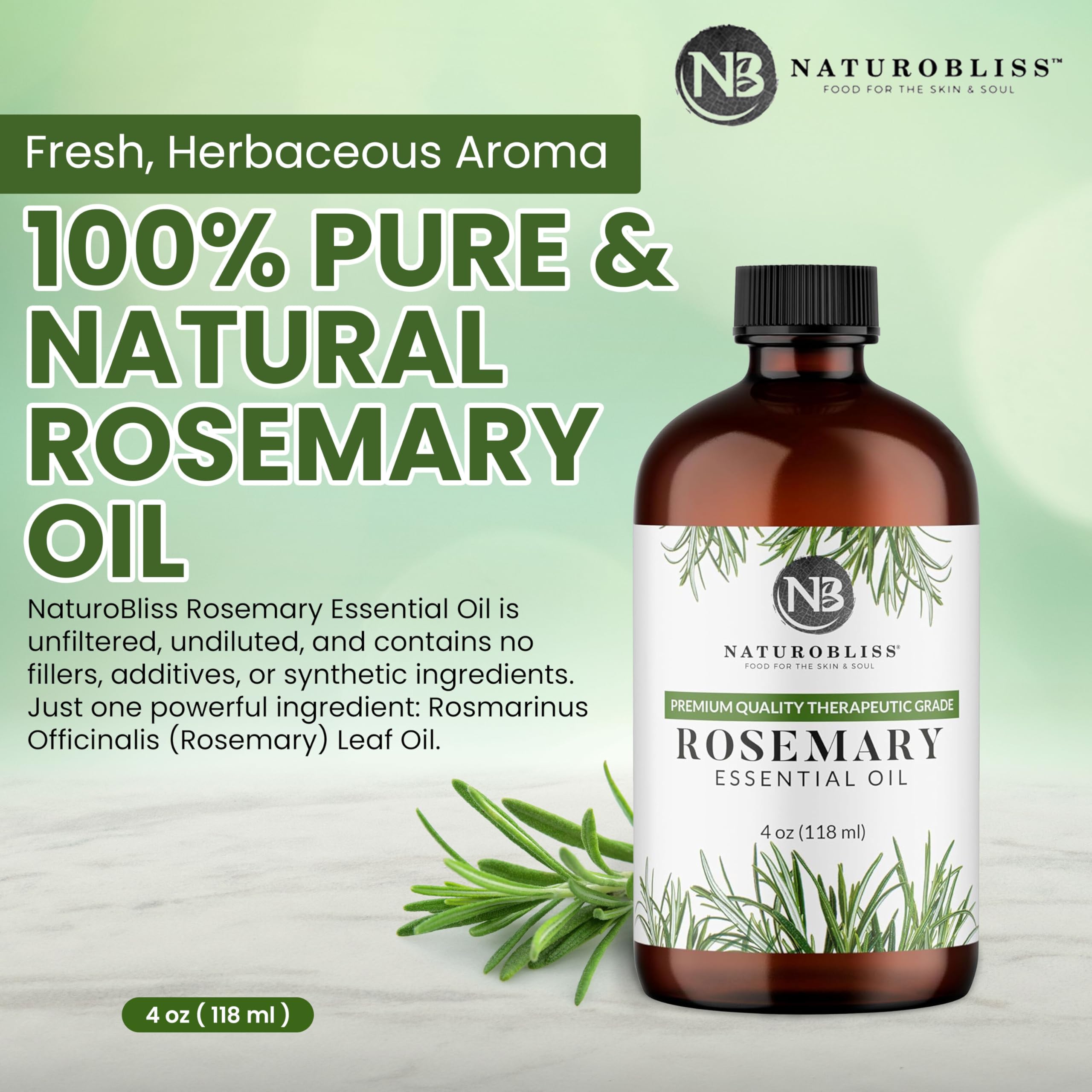 NaturoBliss detalle del aceite de romero y su textura limpia