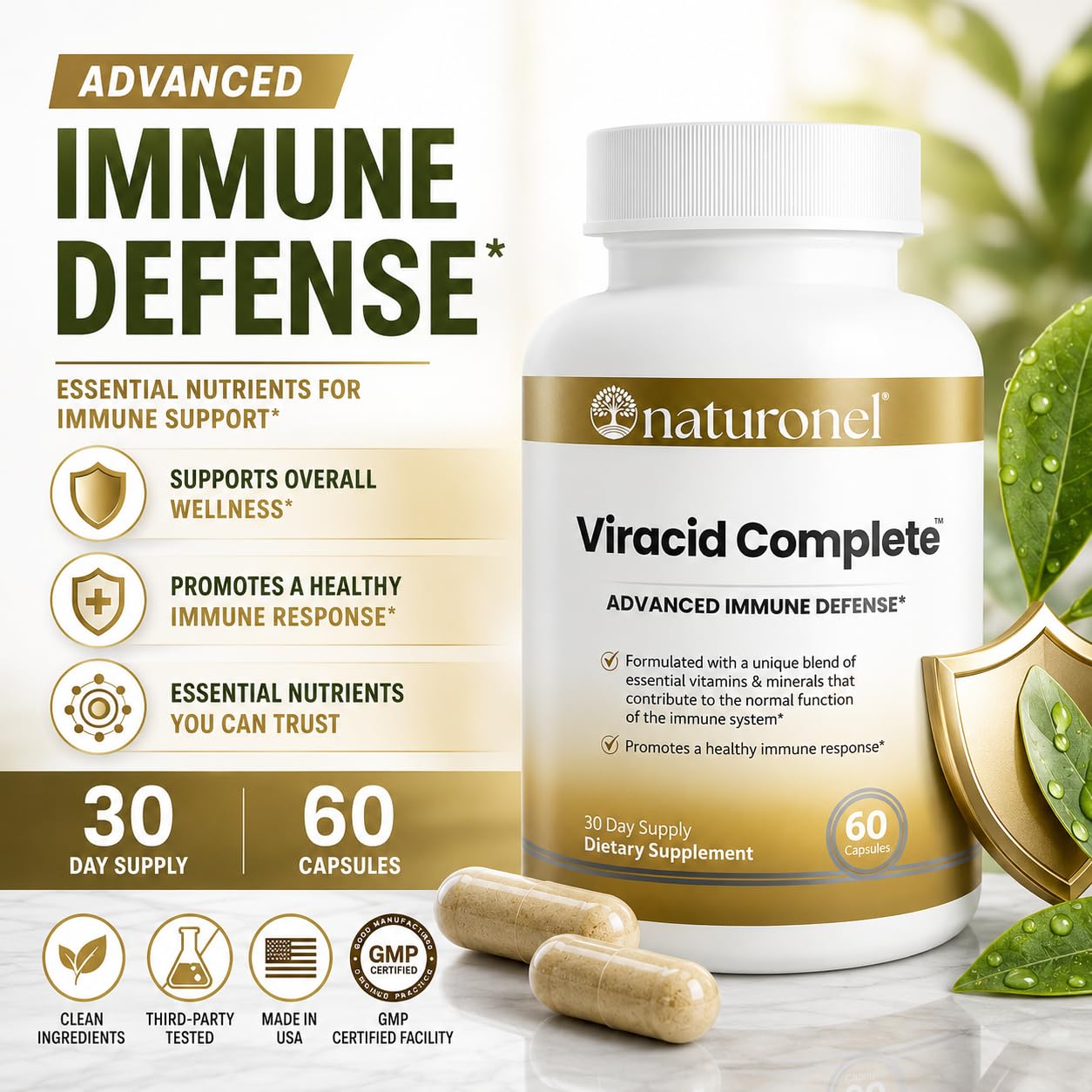 Naturonel Viracid Complete cápsulas en mano para fácil consumo diario